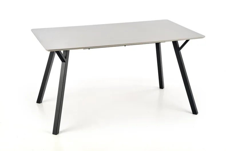 Стол кухонный HALMAR BALROG 140x80 см, каркас - черный, столешница - светло-серая фото №1