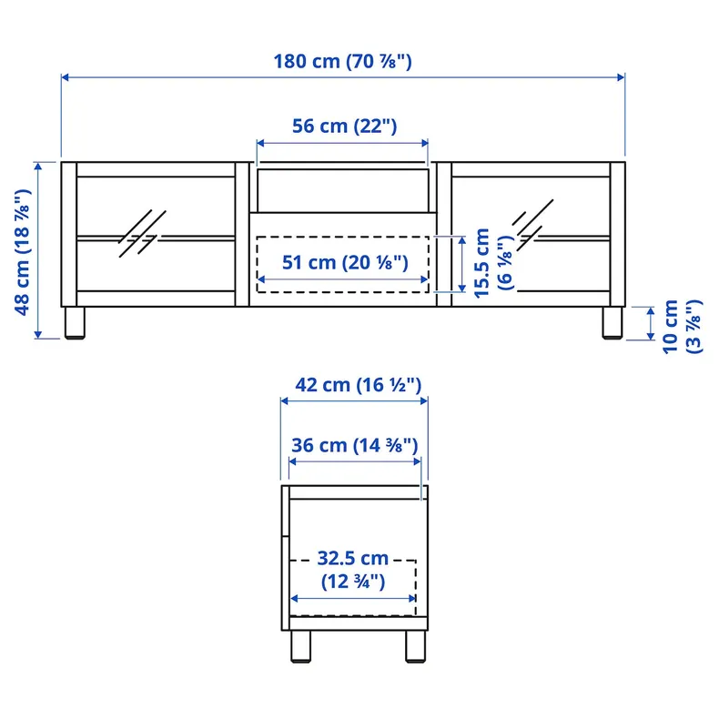 IKEA BESTÅ БЕСТО, тумба под ТВ, белый / Смевикен / Каббарп белый, 180x42x48 см 593.989.65 фото №10