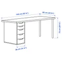 IKEA LAGKAPTEN ЛАГКАПТЕН / ALEX АЛЕКС, письмовий стіл, дуб морений білий / білий, 140x60 см 194.320.23 фото thumb №6