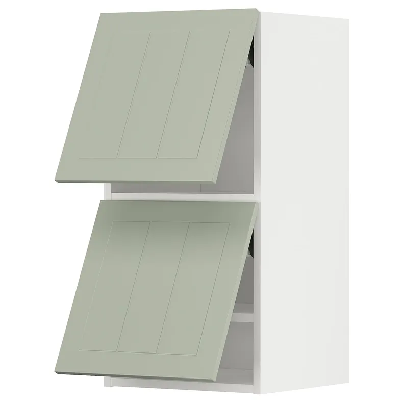 IKEA METOD МЕТОД, навісна шафа гориз 2 дверц нат мех, білий / Стенсунд світло-зелений, 40x80 см 194.866.43 фото №1