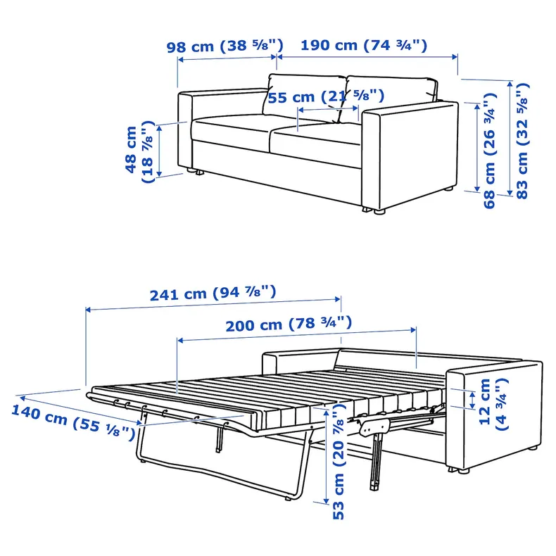 IKEA VIMLE ВИМЛЕ, 2-местный диван-кровать, Халларп серый 095.370.30 фото №9