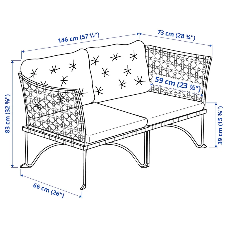 IKEA JUTHOLMEN, 2-місний модульний диван, відкритий, темно-сірий/куддарна світло-сірий бежевий 495.782.26 фото №2