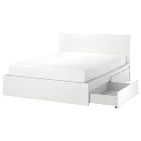 IKEA MALM МАЛЬМ, каркас ліжка, високий, 2 крб д / збер, білий / ЛУРОЙ, 160x200 см 791.759.83 фото