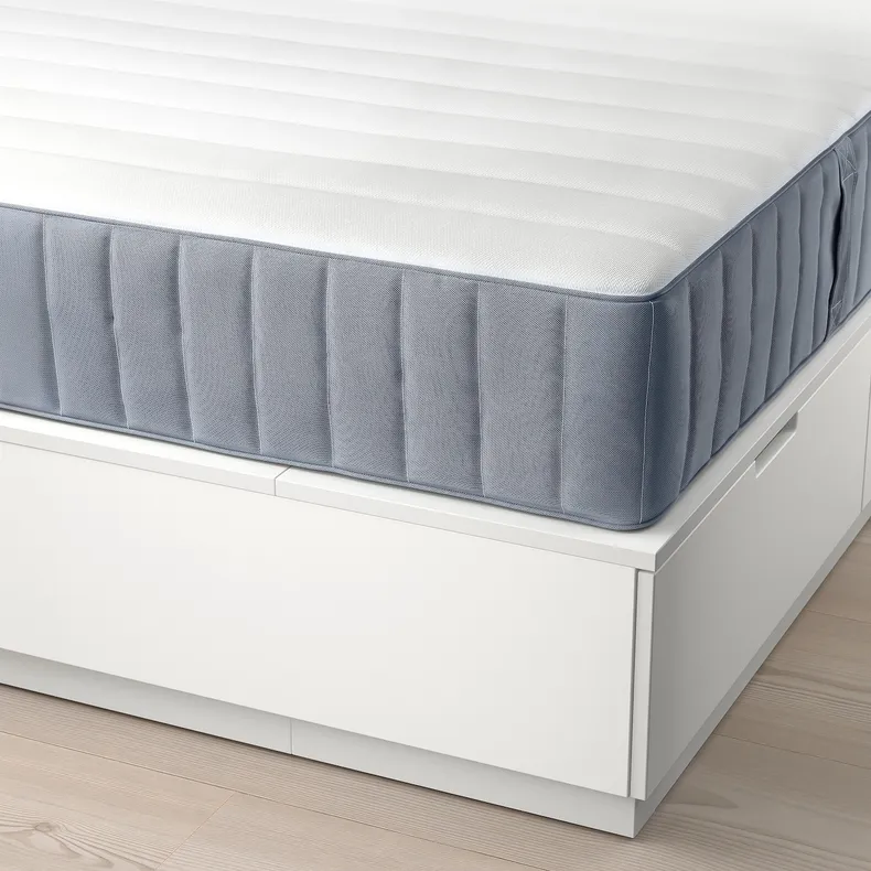 IKEA NORDLI НОРДЛИ, кровать с отд д / хранения и матрасом, белый / валевый твердый, 160x200 см 795.368.76 фото №2
