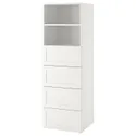 IKEA SMÅSTAD СМОСТАД / PLATSA ПЛАТСА, книжкова шафа, білий з каркасом / з 4 шухлядами, 60x57x181 см 093.964.26 фото thumb №1