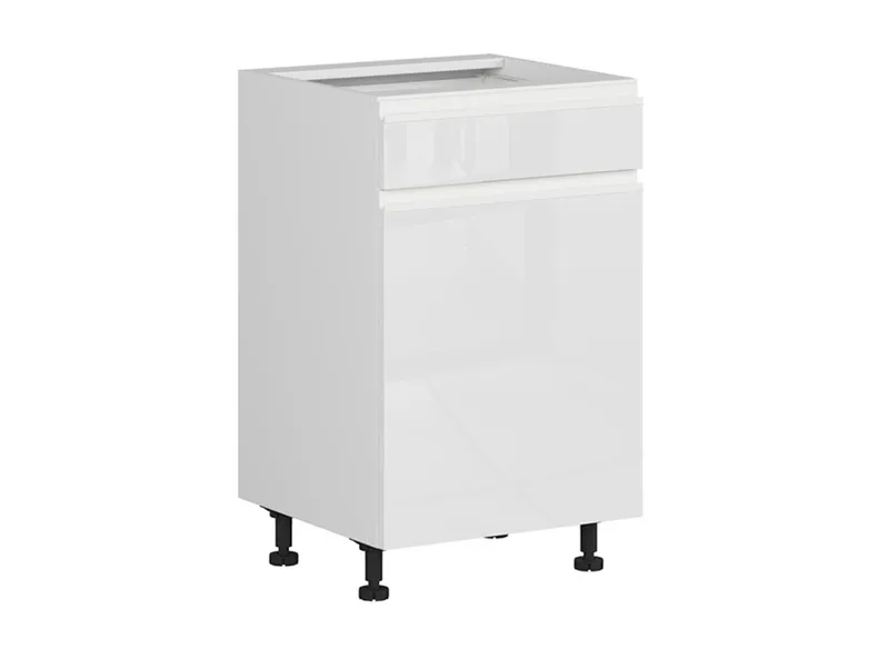 BRW Базовый шкаф Sole для кухни 50 см левый с ящиками бесшумного закрывания белый глянец, альпийский белый/глянцевый белый FH_D1S_50/82_L/STB-BAL/BIP фото №1