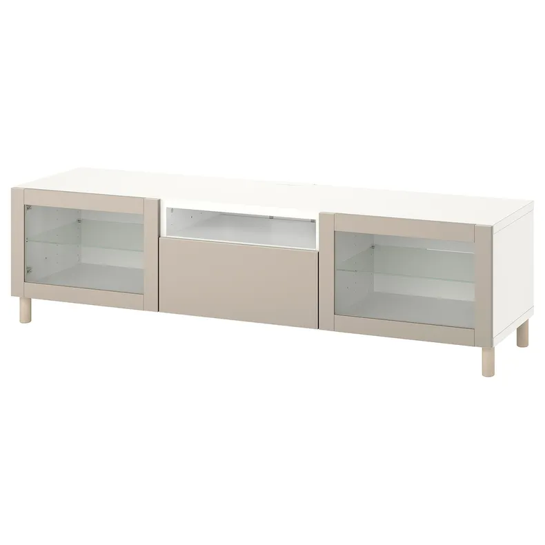 IKEA BESTÅ БЕСТО, тумба под ТВ, белый Sindvik / Lappviken / Mejarp светло-серый / бежевый, 180x42x48 см 594.359.15 фото №1