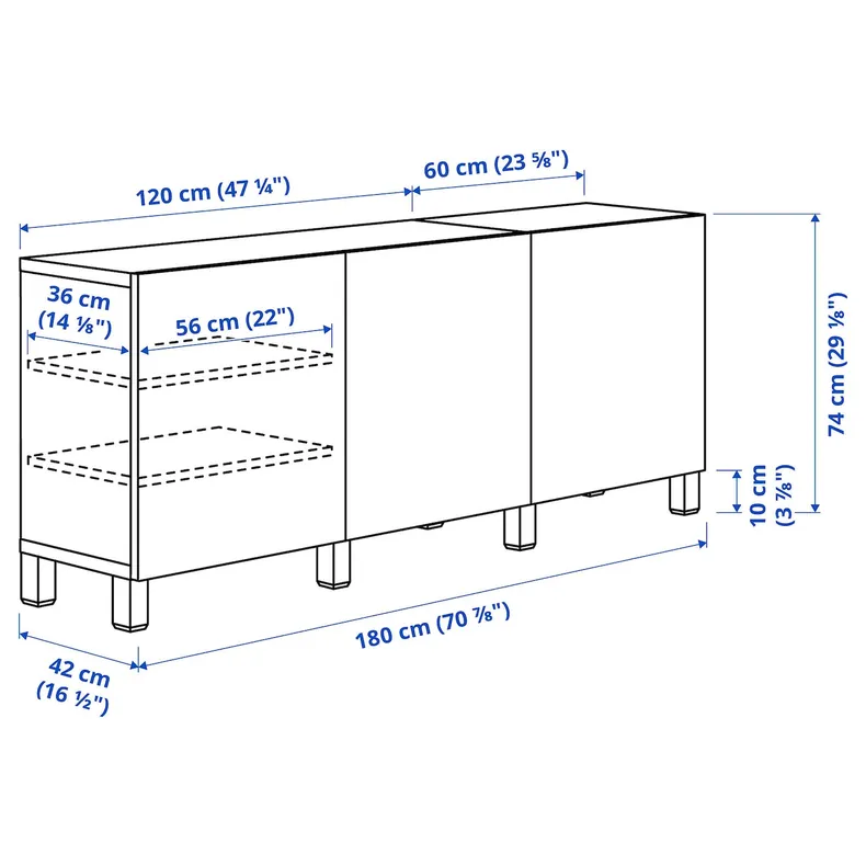 IKEA BESTÅ БЕСТО, комбінація д/зберіган з дверцятами, чорний/коричневий/хаммарсмед/штубарпський антрацит, 180x42x74 см 095.693.42 фото №3