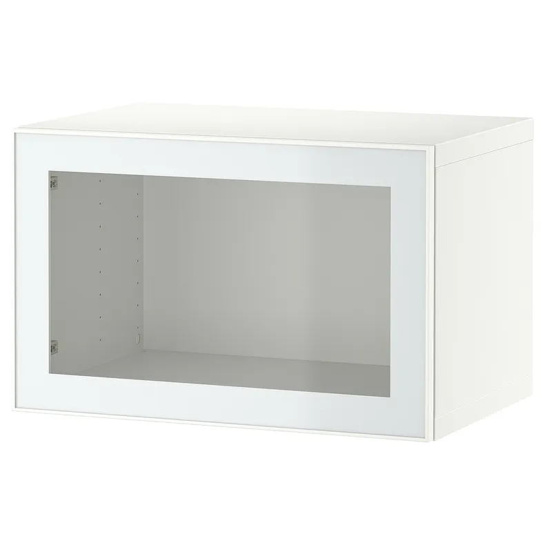 IKEA BESTÅ БЕСТО, настінна комбінація шаф, білий ГЛАССВІК / білий / світло-зелений прозоре скло, 60x42x38 см 594.891.78 фото №1