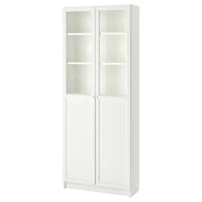 IKEA BILLY БИЛЛИ / OXBERG ОКСБЕРГ, стеллаж / панельные / стеклянные двери, белый, 80x30x202 см 692.817.76 фото