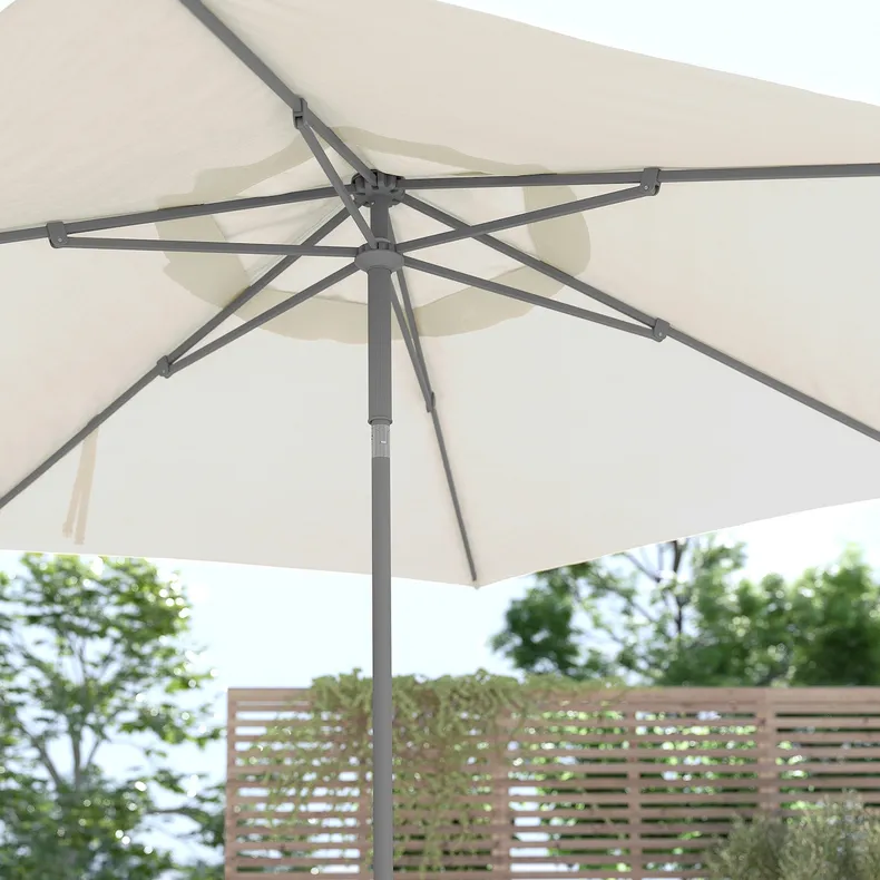 IKEA JOGGESÖ ЙОГГЕСЕ, сонячна парасоля+опора, світло-сірий бежевий / сірий Хювен, 300 см 394.956.94 фото №5