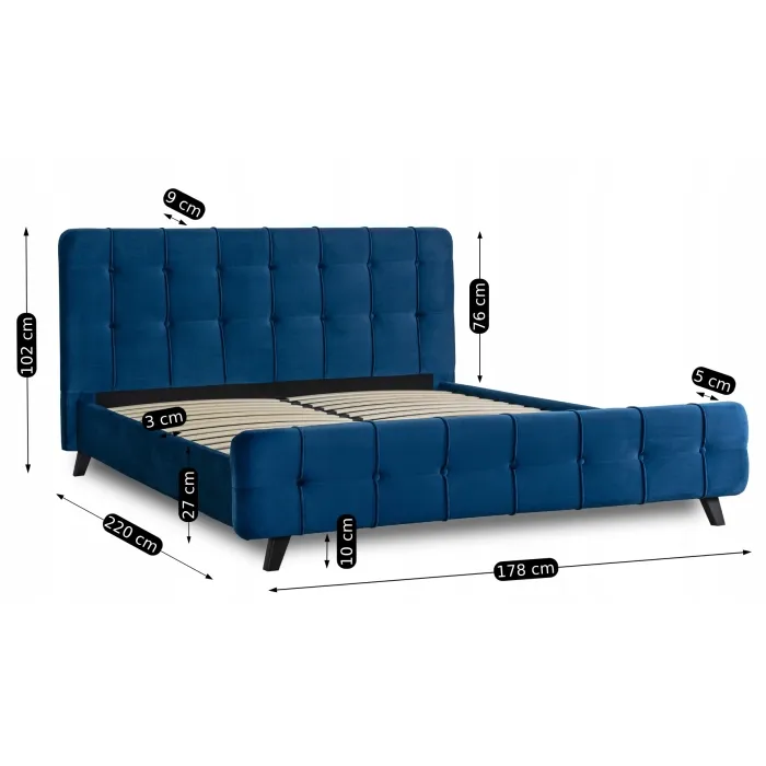 Ліжко двоспальне оксамитове MEBEL ELITE LINO Velvet, 160x200 см, синій фото №9