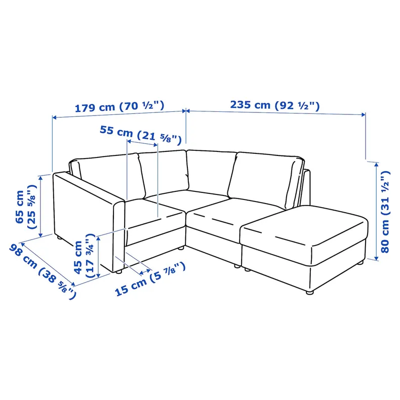 IKEA VIMLE ВІМЛЕ, кутовий диван, 3-місний, з відкритим кінцем/Гранн/Бомстад чорний 993.067.56 фото №8
