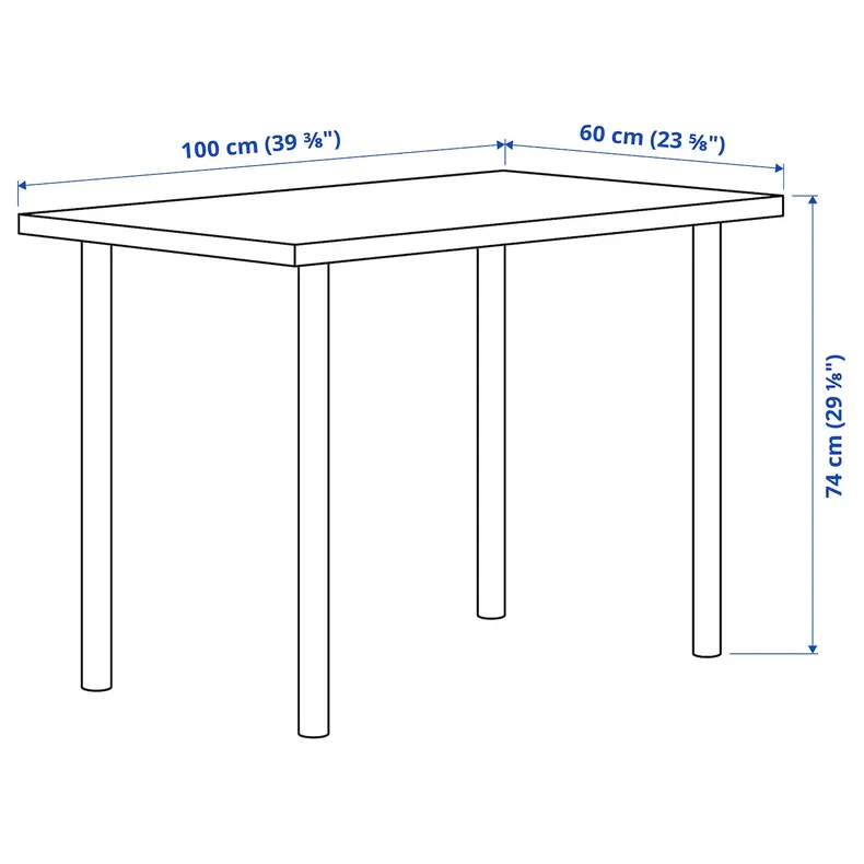 IKEA LINNMON ЛИННМОН / ADILS АДИЛЬС, письменный стол, дуб, окрашенный в белый цвет, 100x60 см 794.163.36 фото №5