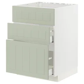 IKEA METOD МЕТОД / MAXIMERA МАКСІМЕРА, підлог шафа д / мийки+3 фр пан / 2 шух, білий / Стенсунд світло-зелений, 60x60 см 194.869.21 фото