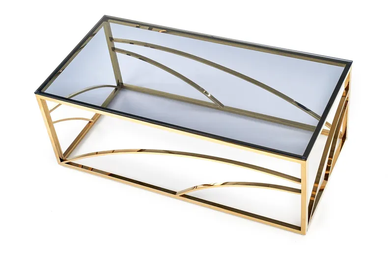 Журнальний столик HALMAR UNIVERSE квадратний 55x55 см, каркас - золото, скло - димчасте фото №5