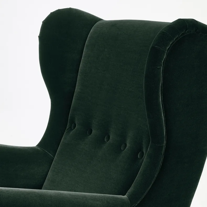 IKEA STRANDMON СТРАНДМОН, крісло та підставка для ніг, Джупард темно-зелений 194.839.08 фото №3