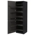 IKEA METOD МЕТОД, высокий шкаф с выдвижным модулем, черный / Воксторп темно-серый, 60x60x200 см 794.721.29 фото thumb №1