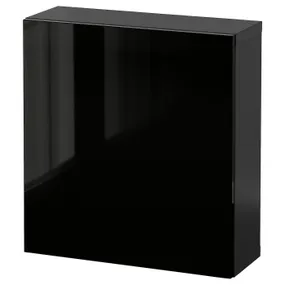 IKEA BESTÅ БЕСТО, комбинация настенных шкафов, черный / коричневый / сельсвикенский черный, 60x22x64 см 894.296.68 фото