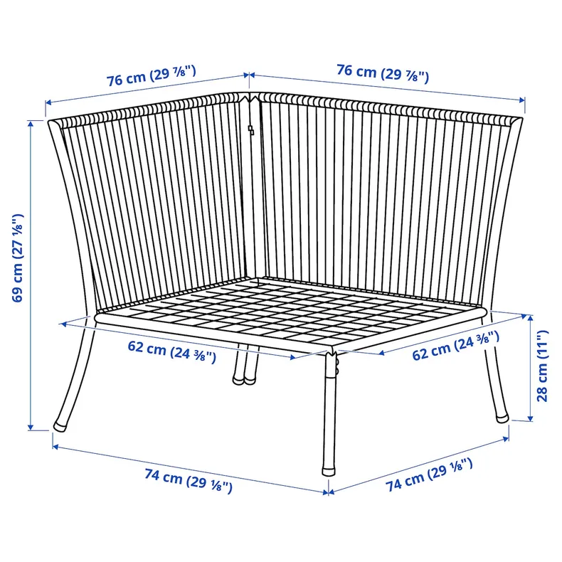 IKEA SEGERÖN СЕГЕРЕН, кутова секція, вулична, білий, бежевий фото №16