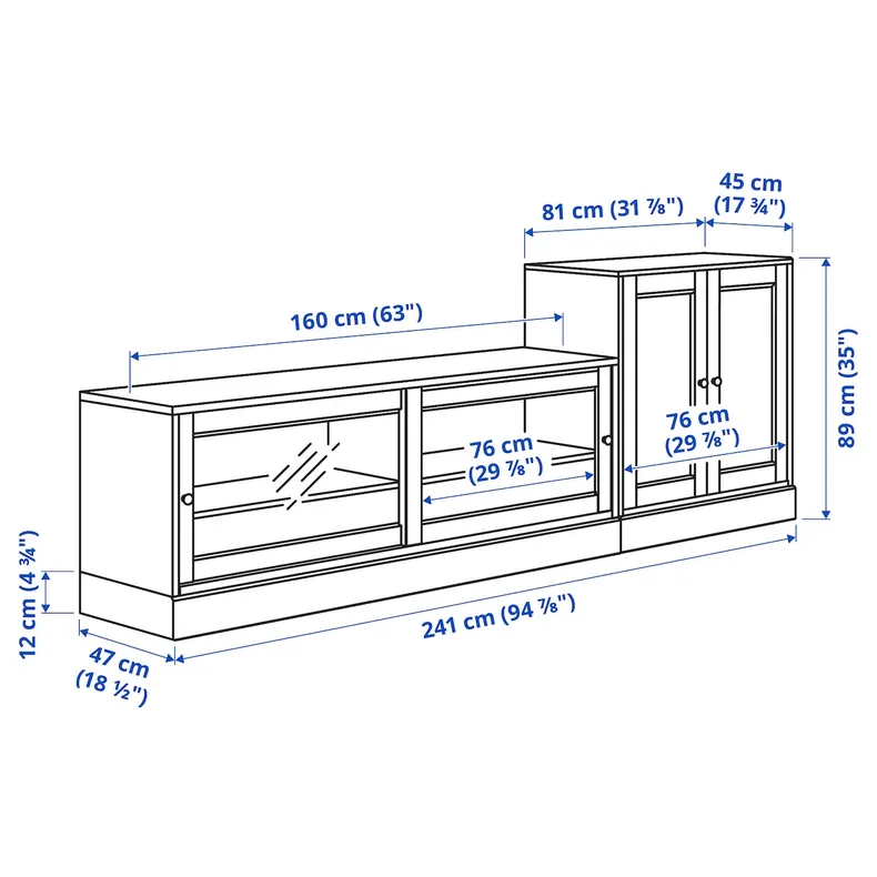 IKEA HAVSTA ХАВСТА, шкаф для ТВ, комбинация, белый, 241x47x89 см 095.347.72 фото №1