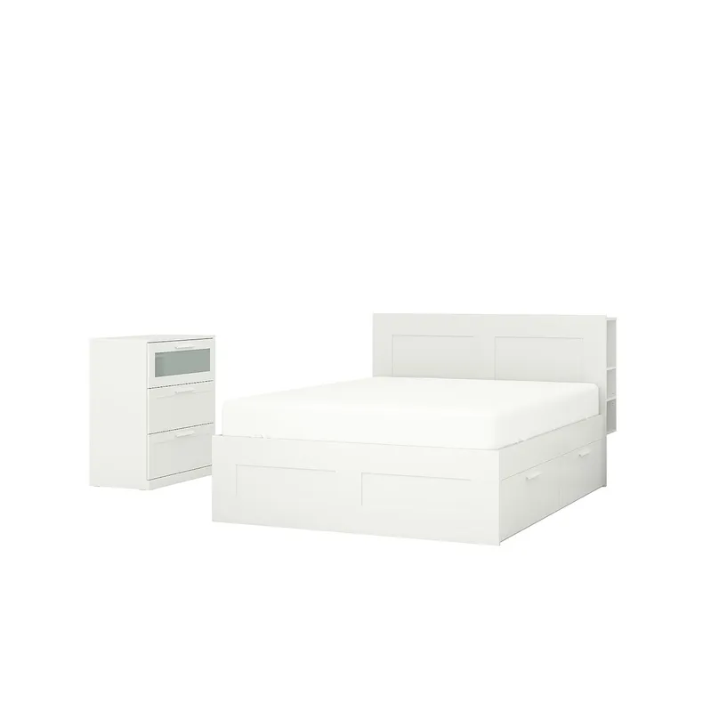 IKEA BRIMNES БРІМНЕС, меблі для спальні, компл із 2 предм, білий, 140x200 см 094.879.02 фото №1