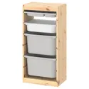 IKEA TROFAST ТРУФАСТ, комбинация с контейнерами / лотком, светлая сосна, окрашенная в серый / белый цвет, 44x30x91 см 094.784.03 фото thumb №1