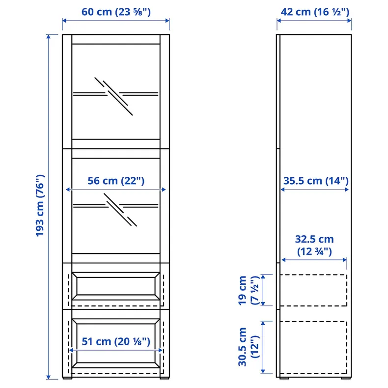 IKEA BESTÅ БЕСТО, комбін д / зберіг зі склян дверцятами, темно-сірий ЛАППВІКЕН / ФЕЛЛСВІК антрацит, 60x42x193 см 095.081.36 фото №6