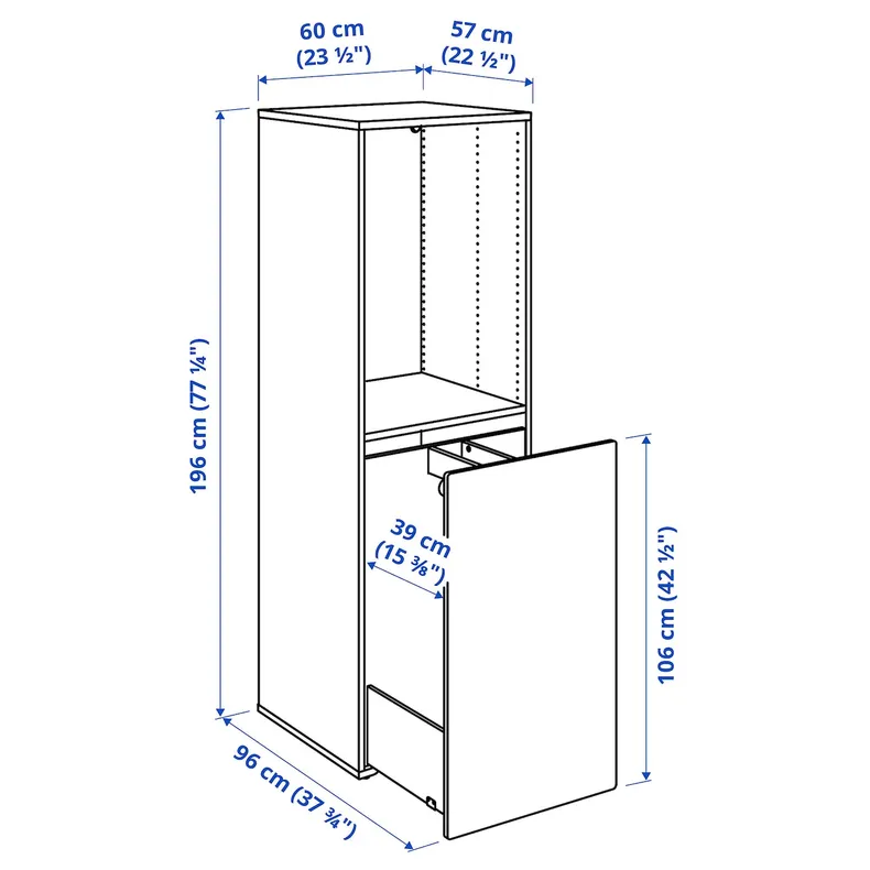 IKEA SMÅSTAD СМОСТАД, модуль с выдвижным ящиком, белый, 60x57x196 см 504.369.62 фото №4