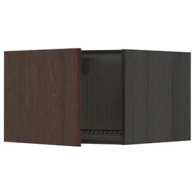 IKEA METOD МЕТОД, верхня шафа для холодильн / мороз кам, чорний / синапський коричневий, 60x40 см 394.619.53 фото