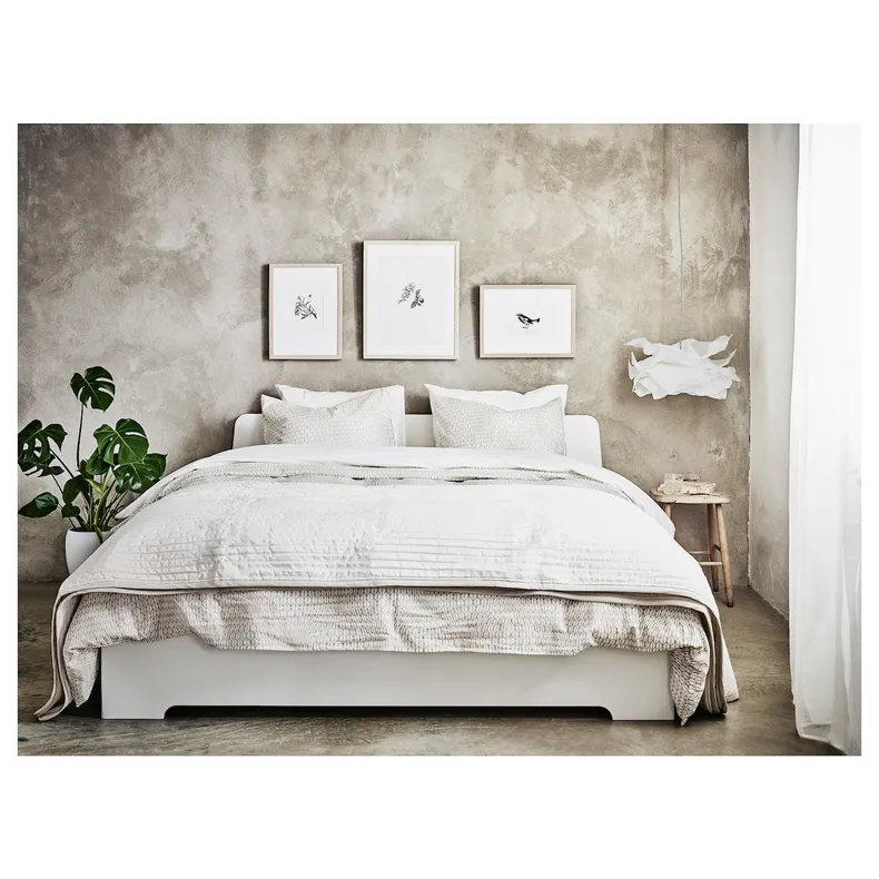 IKEA ASKVOLL АСКВОЛЬ, каркас кровати, белый / Леирсунд, 160x200 см 790.305.08 фото №4