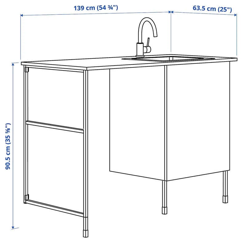 IKEA ENHET ЕНХЕТ, пральня, білий, 139x63.5x90.5 см 395.545.65 фото №4