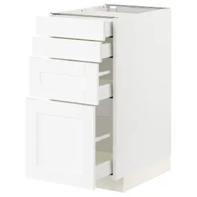 IKEA METOD МЕТОД / MAXIMERA МАКСИМЕРА, напольный шкаф 4 фасада / 4 ящика, белый Энкёпинг / белая имитация дерева, 40x60 см 094.734.29 фото