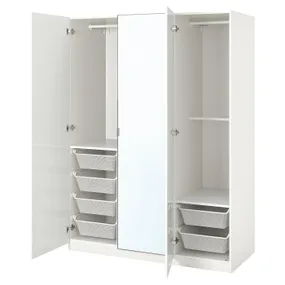IKEA PAX ПАКС / FARDAL/ÅHEIM, гардероб, комбінація, білий глянець/дзеркало, 150x60x201 см 193.361.49 фото