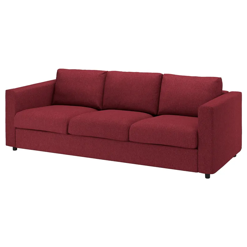 IKEA VIMLE ВІМЛЕ, 3-місний диван, Лейде червоний/коричневий 994.344.00 фото №1