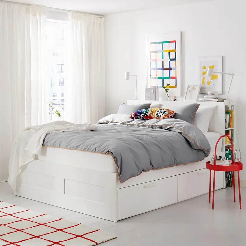 IKEA BRIMNES БРИМНЭС, каркас кровати с изголовьем, белый / Лурёй, 180x200 см 791.574.51 фото №4