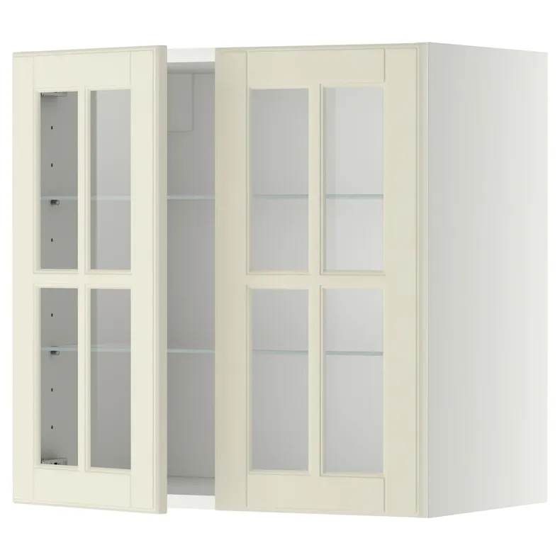 IKEA METOD МЕТОД, навесной шкаф / полки / 2стеклян двери, белый / бодбинские сливки, 60x60 см 293.949.78 фото №1