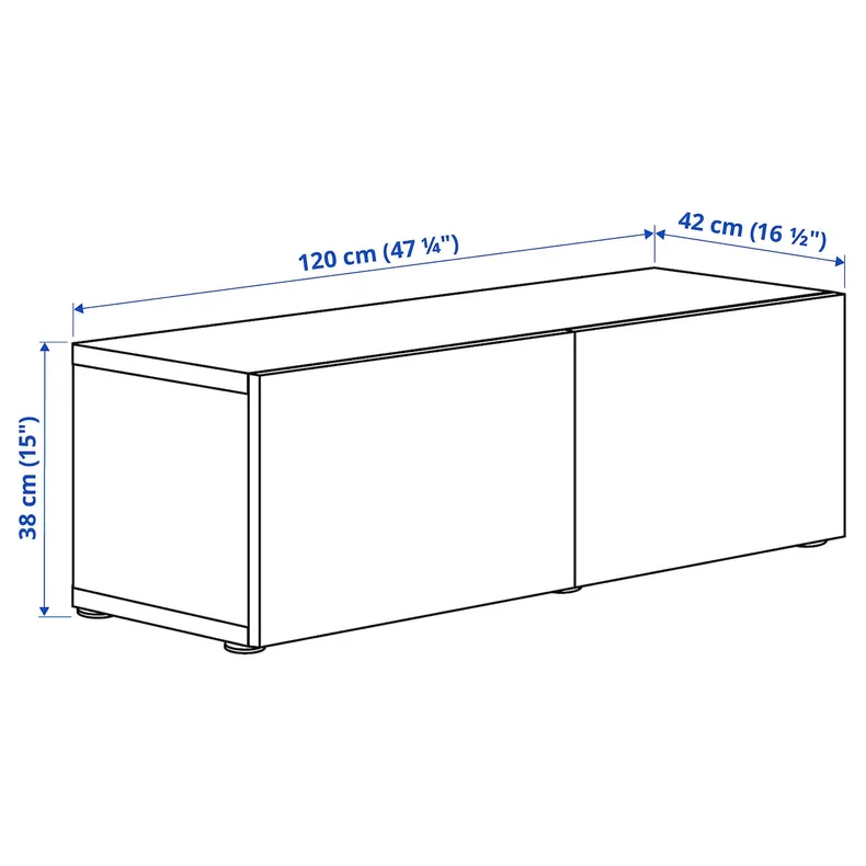 IKEA BESTÅ БЕСТО, стеллаж с дверьми, черный / коричневый / сельсвикенский глянец / черный, 120x42x38 см 990.474.09 фото №3