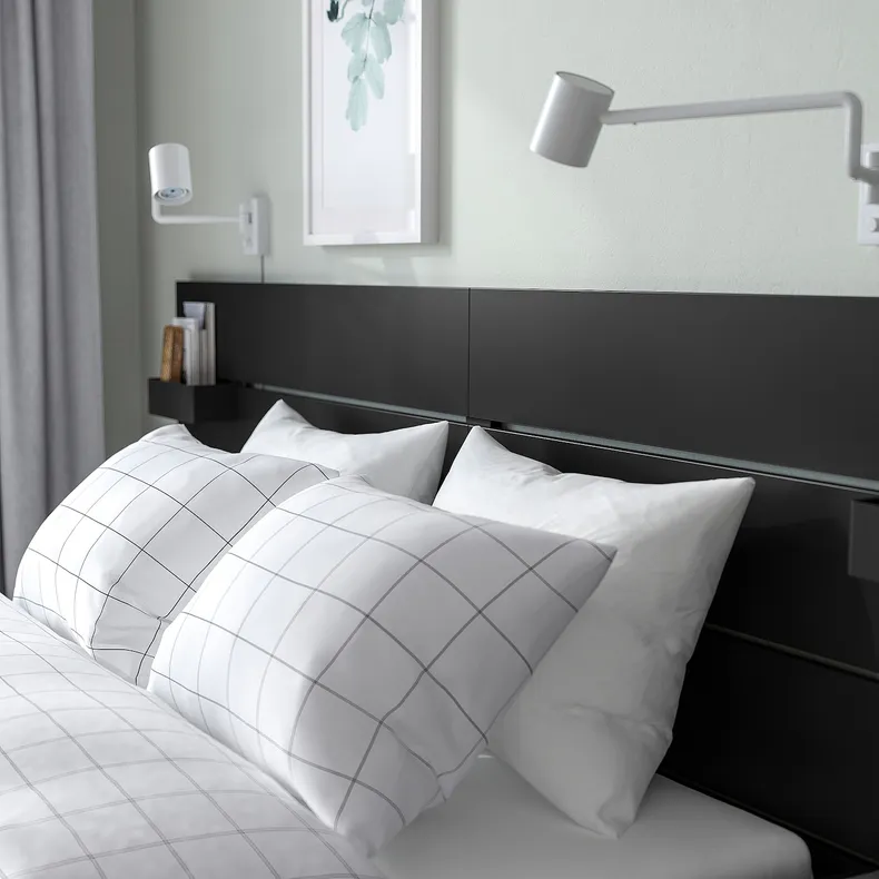 IKEA NORDLI НОРДЛІ, каркас ліжка з відд д / збер і матрац, з підголівником антрацит / екрехамн середньої жорсткості, 140x200 см 595.417.94 фото №6