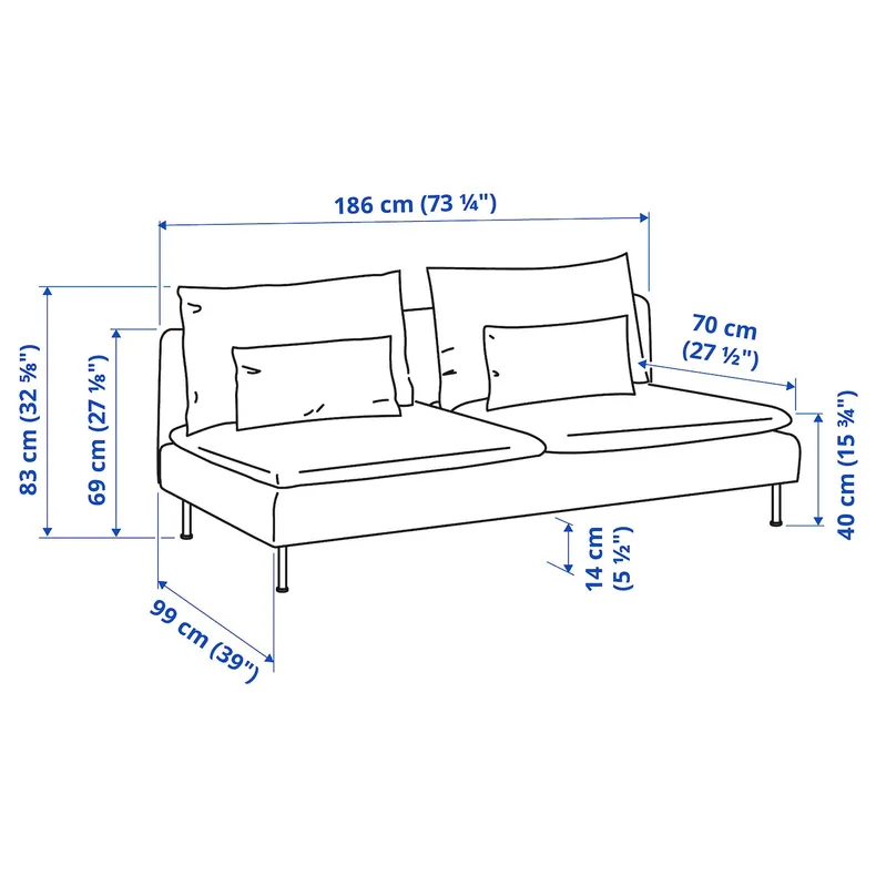 IKEA SÖDERHAMN СЕДЕРХАМН, 3-місна секція, Тонеруд сірий 394.520.53 фото №8