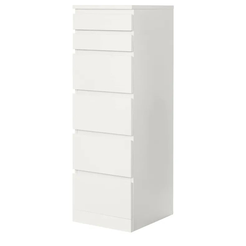 IKEA MALM МАЛЬМ, комод із 6 шухлядами, білий / дзеркальний, 40x123 см 704.035.93 фото №1