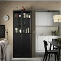 IKEA BILLY БІЛЛІ / OXBERG ОКСБЕРГ, стелаж панель / скляні дверцята, чорний під дуб, 80x30x202 см 894.833.25 фото thumb №2