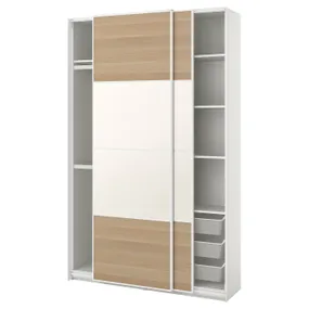 IKEA PAX ПАКС / MEHAMN МЕХАМН, гардероб, комбинация, белый / 2стр дуб, окрашенный в белый цвет, 150x44x236 см 994.329.67 фото