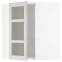 IKEA METOD МЕТОД, кутова настін шафа, полиці / скл двер, білий / світло-сірий Lerhyttan, 68x80 см 892.744.35 фото thumb №1