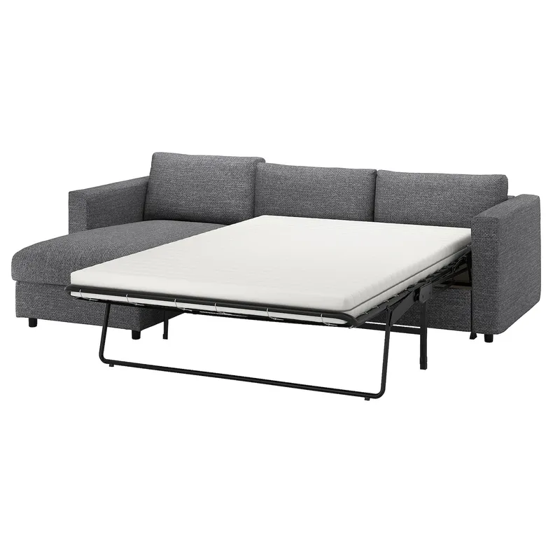 IKEA VIMLE ВІМЛЕ, 3-місний диван-ліжко, з шезлонгом/Lejde сіро-чорний 695.372.92 фото №1