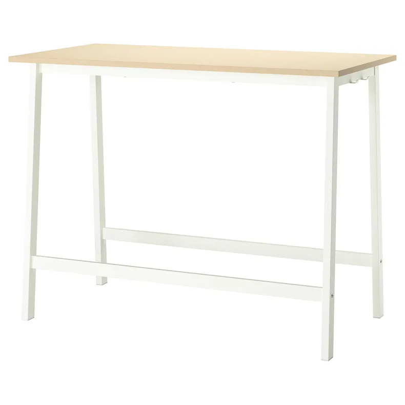 IKEA MITTZON МИТТЗОН, конференц-стол, окл береза / белый, 140x68x105 см 595.330.58 фото №1