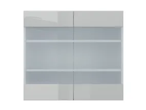 Кухонна шафа BRW Top Line 80 см дводверна з вітриною глянцевий сірий, гренола сірий / глянцевий сірий TV_G_80/72_LV/PV-SZG/SP фото