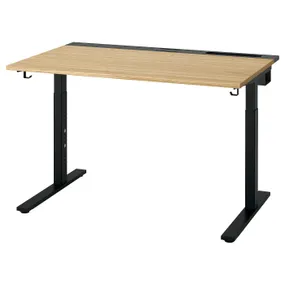 IKEA MITTZON МІТТЗОН, письмовий стіл, okl дуб/чорний, 120x80 см 995.260.94 фото