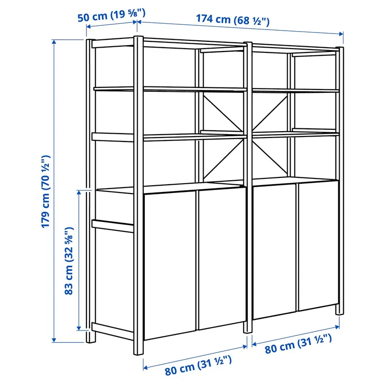 IKEA IVAR ИВАР, 2 секции / полки / шкаф, сосна, 174x50x179 см 694.070.59 фото №4