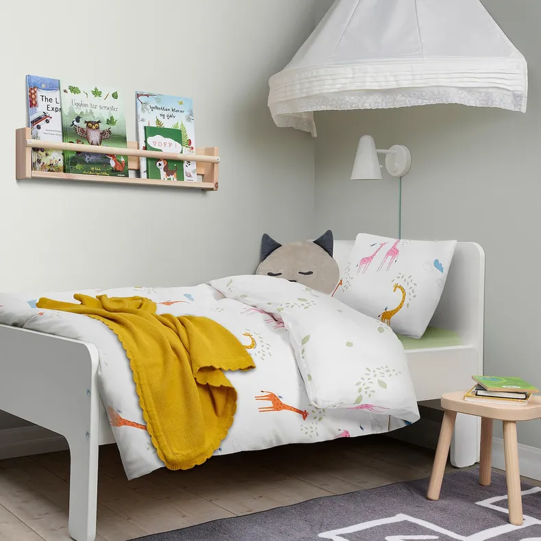 IKEA BERGFINK БЕРГФИНК, постельное белье в мешочке,3 предм., зелёный жираф, 150x200 / 50x60 см 005.775.96 фото №3